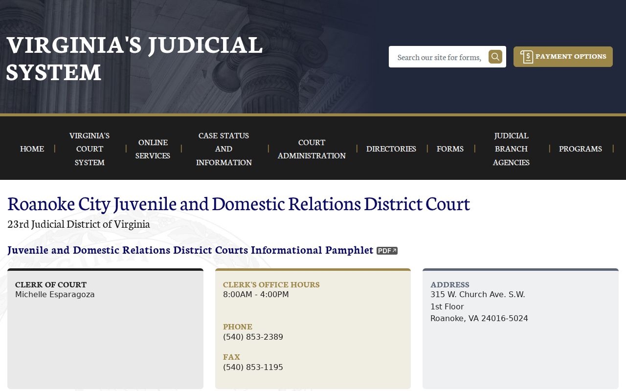 Roanoke City bench warrant records JDR court access information